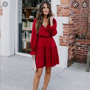 Vici Burgundy Tiered Dress
